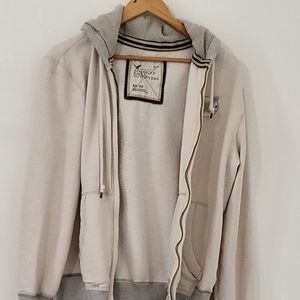 American Eagle M zip up cream hoodie